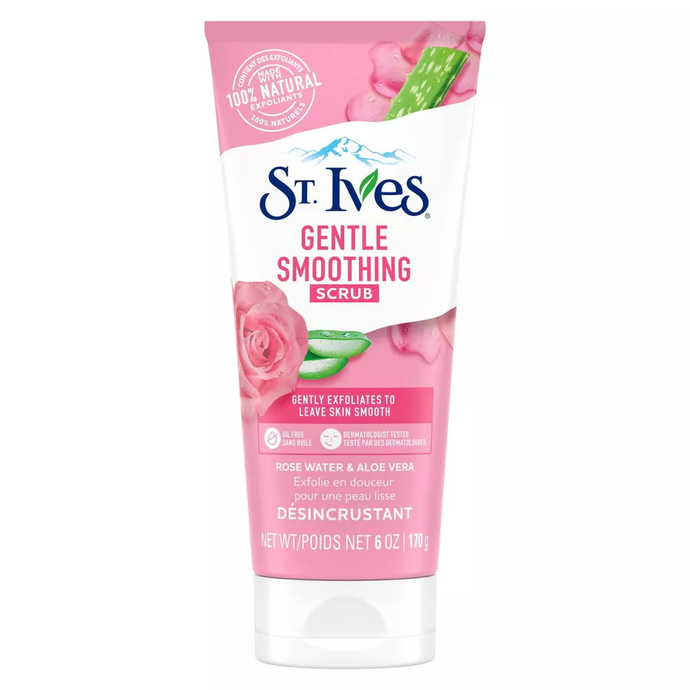 ST IVES GENTLE SMOOTHING ROSE WATER& ALOE VER FACE SCRUB 60Z