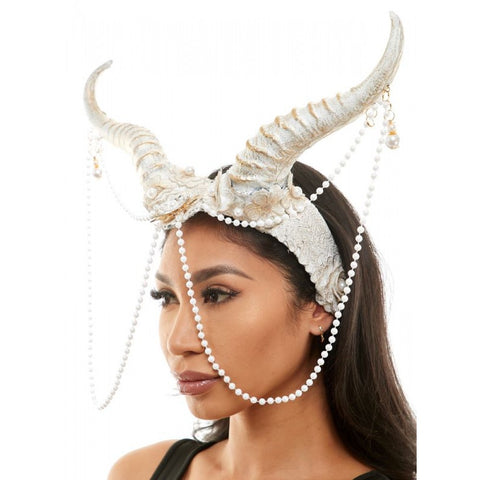 HEADPIECE HORNS WITH LACE BEAD CHAIN