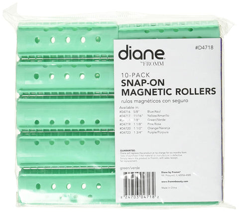 DIANE 10-PK SNAP ON MAGNETIC GREEN ROLLERS D4718